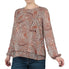  Anne Klein Double Layer Long Sleeve Blouse with Keyhole Back - Warm Sand / Anne Black - Bonton