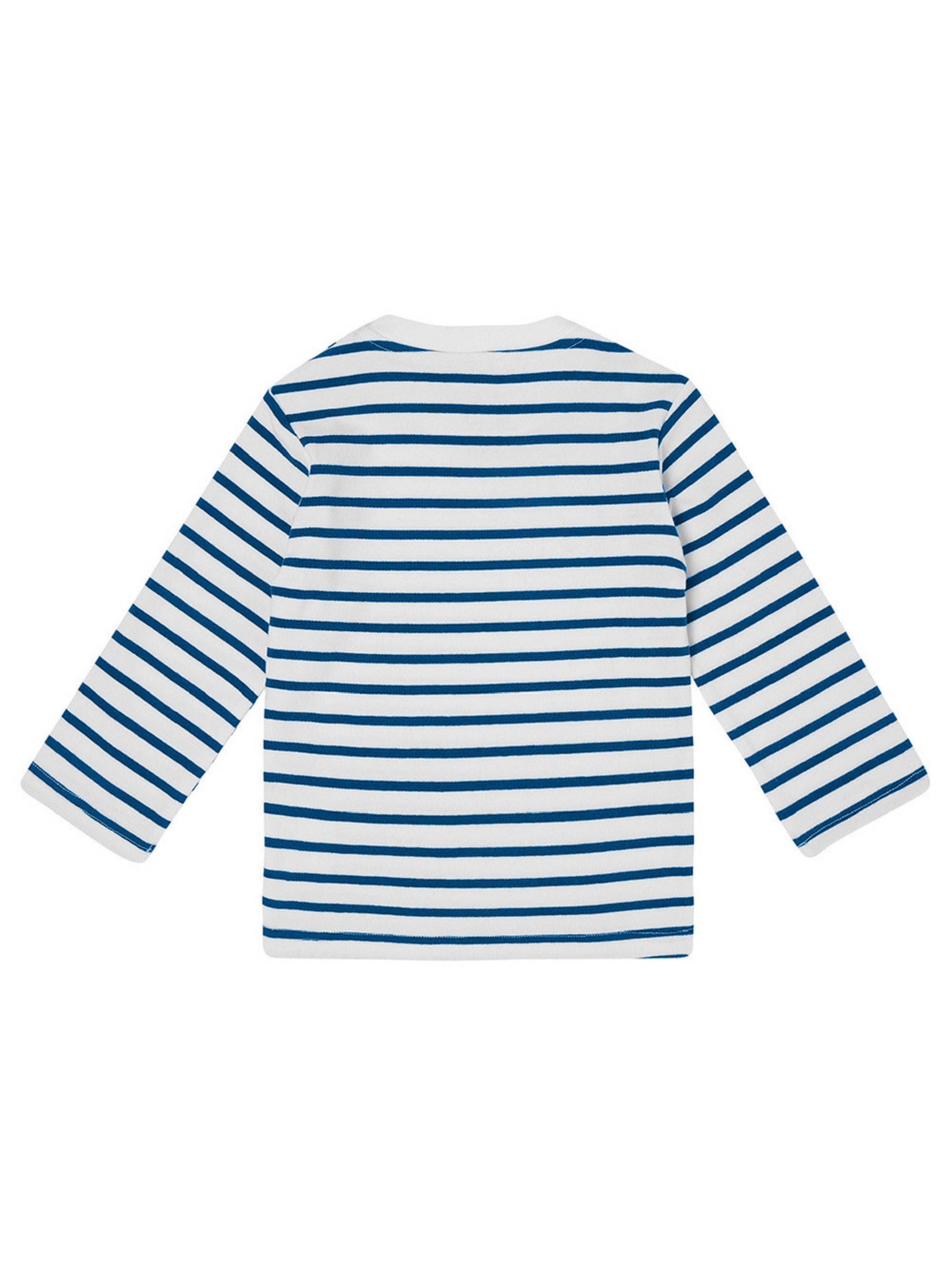  Dotty Dungarees Classic Breton Stripe Top - Nordic Blue - Bonton