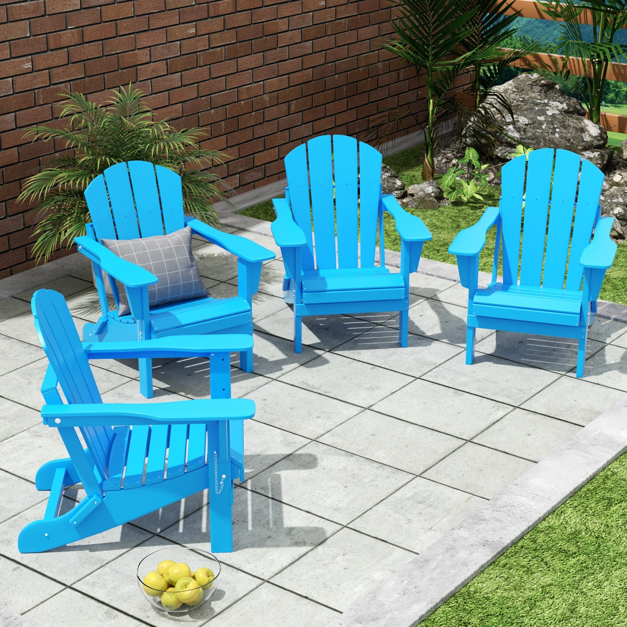  Westin Furniture Outdoor Patio Folding Adirondack Chair, Set of 4 - Weathered Wood - Bonton