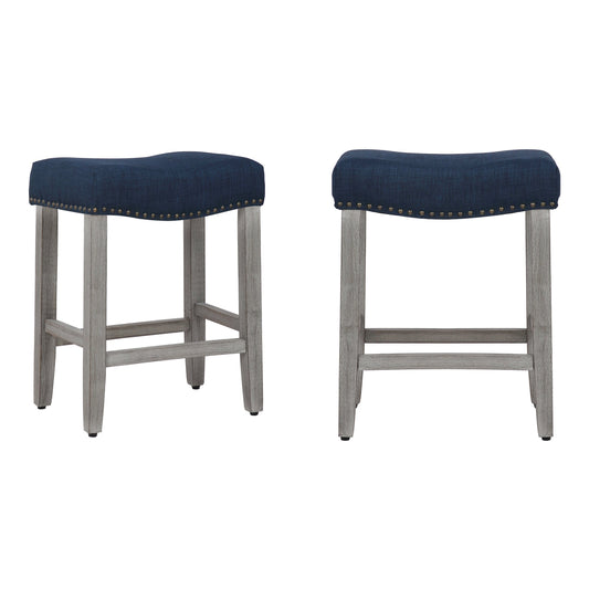 24" Upholstered Saddle Seat Set of 2 Counter Stool