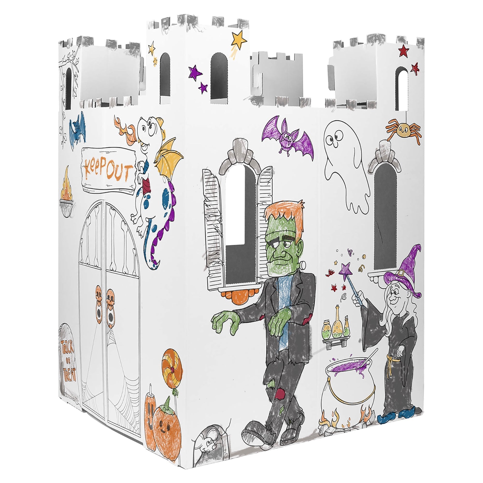  Easy Playhouse Easy Playhouse Haunted Castle- Decorate & Personalize - White - Bonton