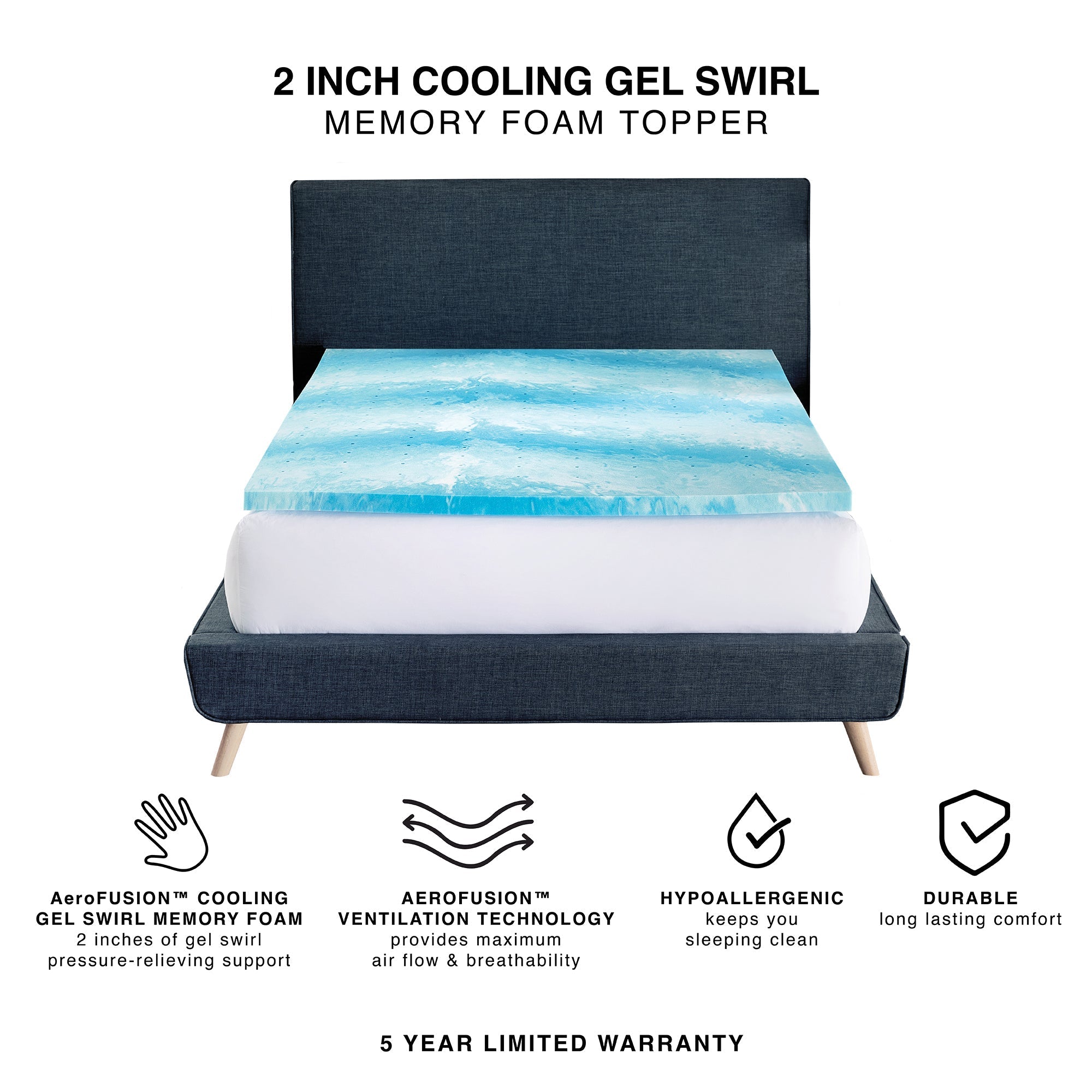  BodiPEDIC Cooling Gel Swirl Memory Foam Mattress Topper 2