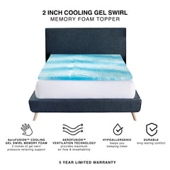 Cooling Gel Swirl Memory Foam Mattress Topper 2"