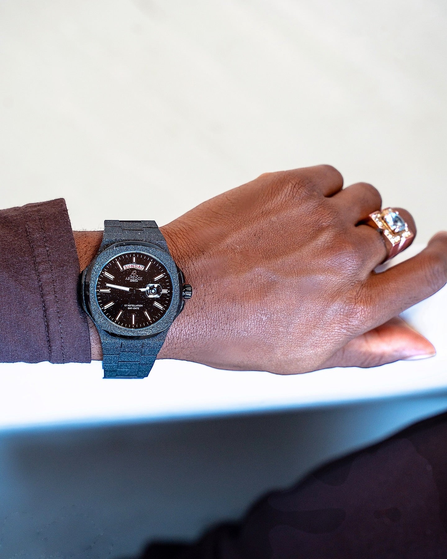  All Black frosted stardust Constellation Day-Date by ASOROCK WATCHES - Default Title - Bonton