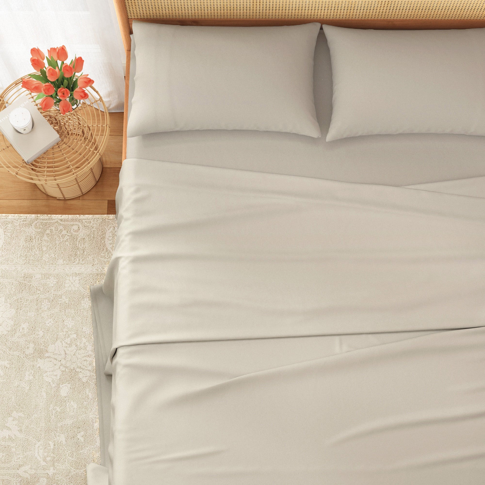  Patina Vie Maison Patina Vie Maison Pre-Washed Microfiber Ultra-Soft Solid Bed Sheet Set - Twin - Bonton