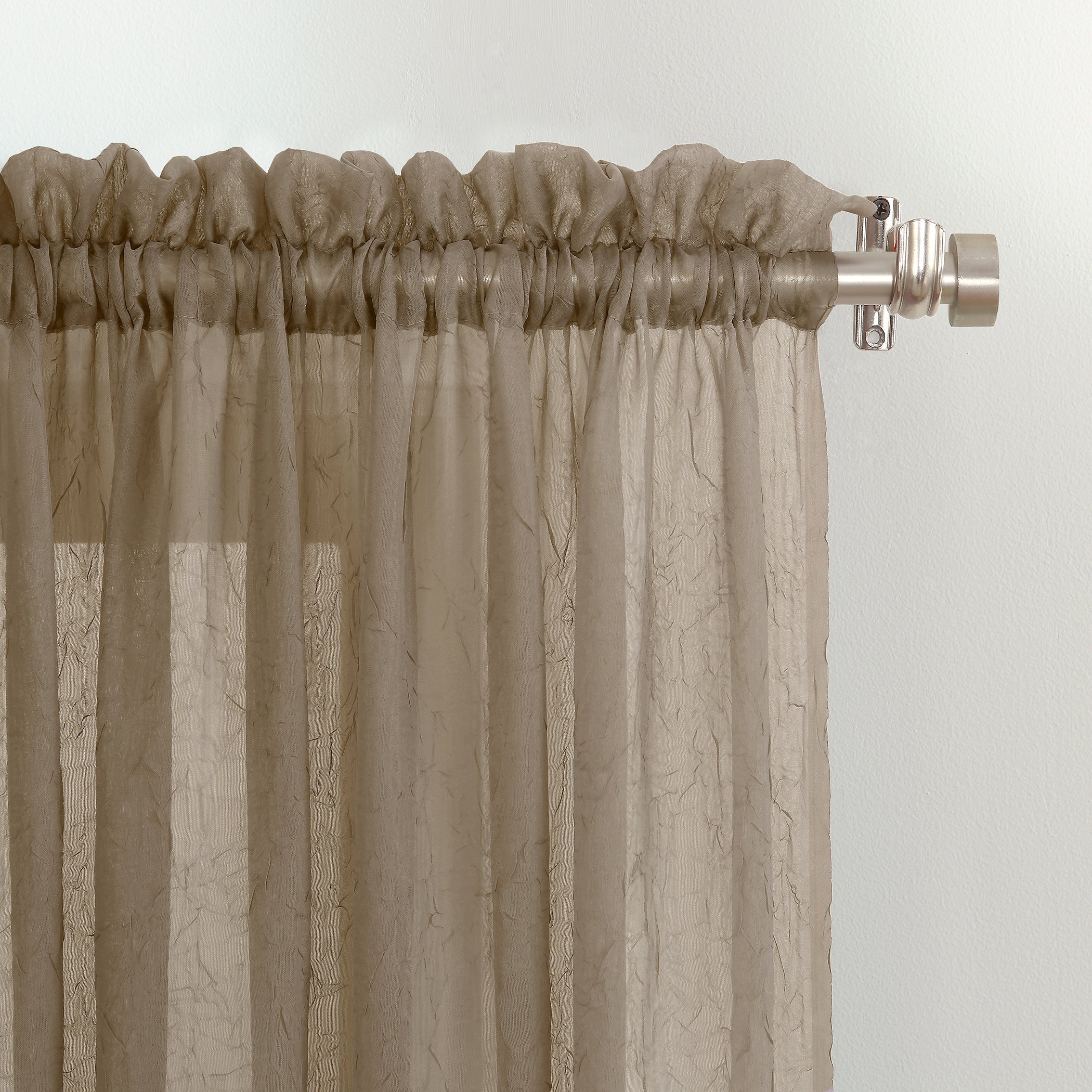  No. 918 Claude Crushed Voile Sheer Rod Pocket Curtain Panel - Taupe - Bonton