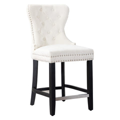 24" Tufted Velvet Counter Stool  Black & Velvet