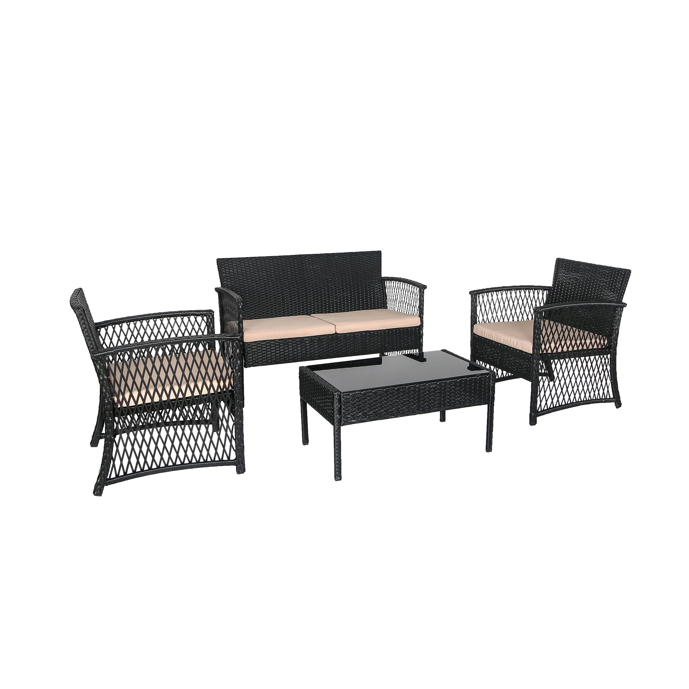  Westin Furniture 4-Piece Outdoor Patio Conversation Set - Coffee/Orange - Bonton