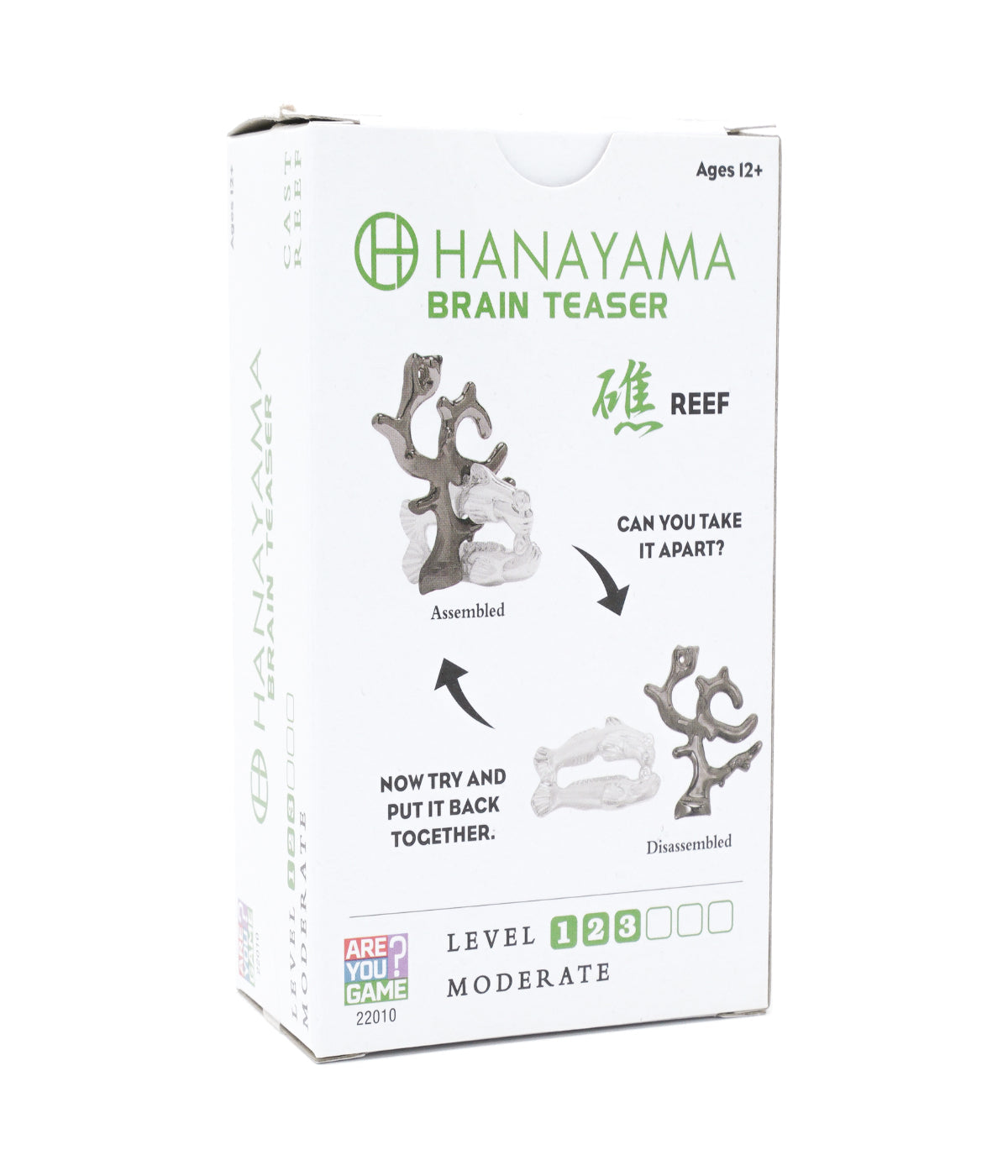  Hanayama Level 3 Cast Puzzle - Reef Gray/Silver - Gray/Silver - Bonton