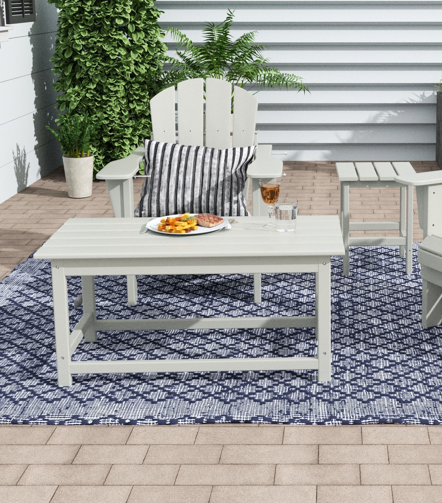  Westin Furniture Outdoor Patio Classic Adirondack Coffee Table - Pacific Blue - Bonton