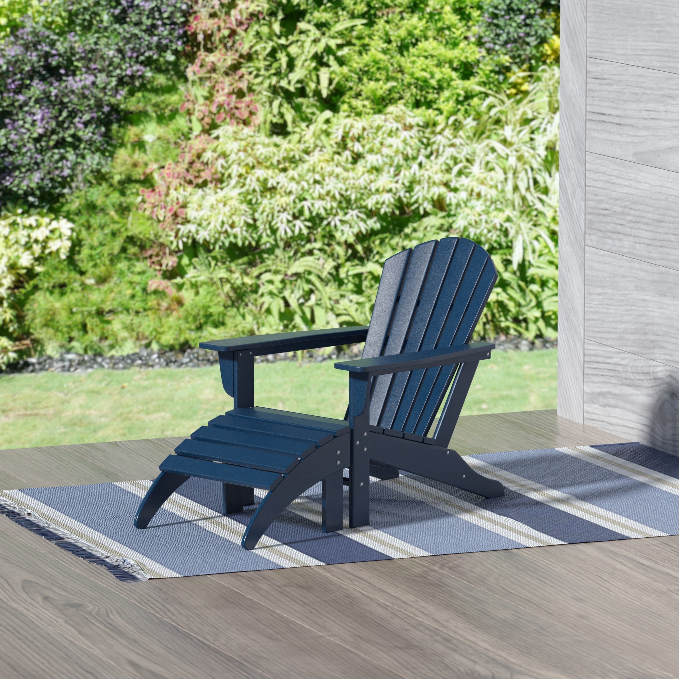  Westin Furniture Altura Outdoor Adirondack Chair with Ottoman 2-Piece Set - Gray - Bonton