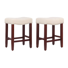 24" Upholstered Saddle Seat Set of 2 Counter Stool