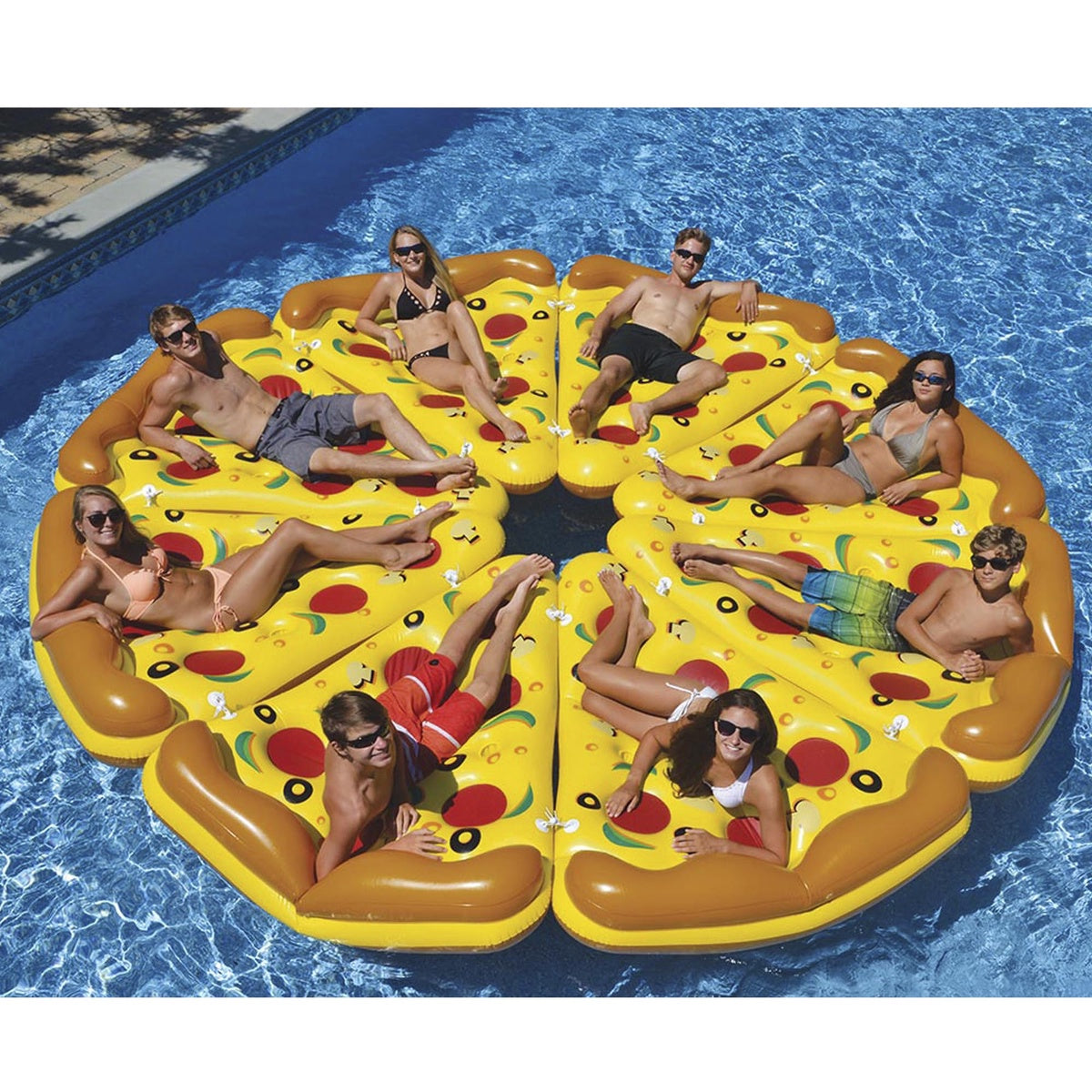  Swim Central Inflatable Yellow and Orange Pizza Slice Swimming Pool Float Raft - 72