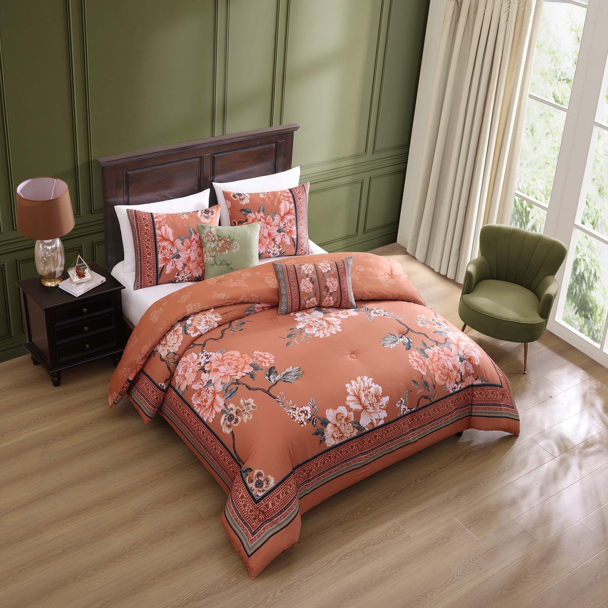  Bebejan Rossana 5 Piece Reversible Comforter Set - QUEEN - Bonton