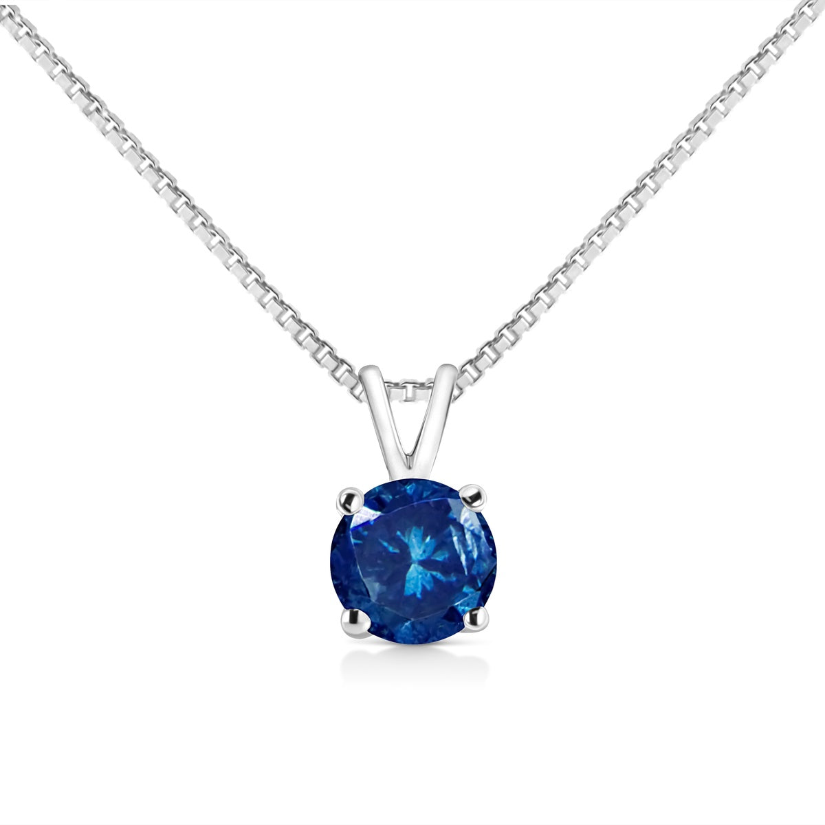  Haus of Brilliance 14K White Gold 1/2 Cttw Round Brilliant Cut Lab Grown Blue Diamond 4-Prong Solitaire Pendant Necklace (Blue Color, Vvs2-Vs1 Clarity) - 18