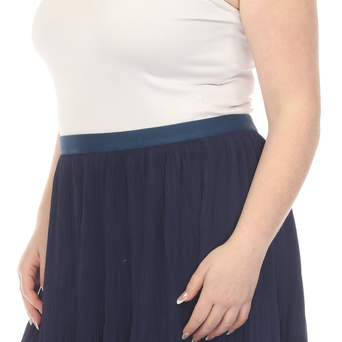  White Mark Plus Size Pleated Chiffon Midi Skirt - 3X - Bonton