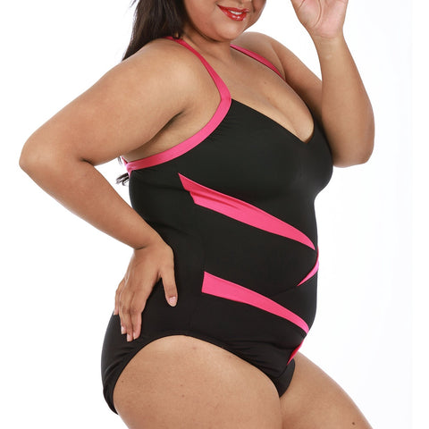 InstantFigure Plus Size Two-Tone One Piece Swimsuit 13306PC