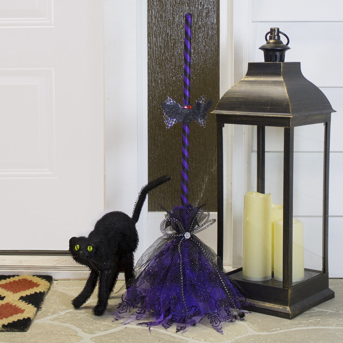  Northlight Striped Animated Witches Halloween Broom Decoration - 29