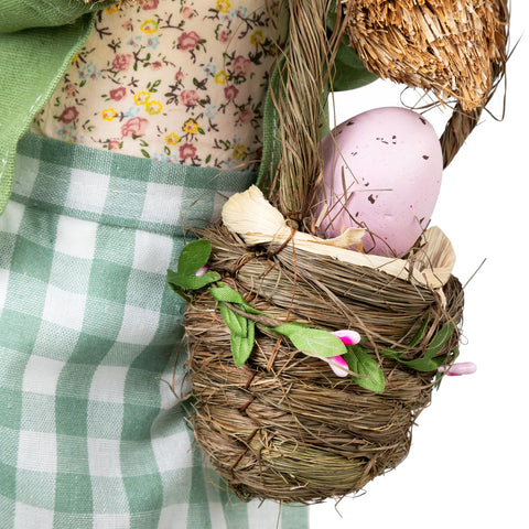 20.25" Easter Bunny Rabbit Spring Figure With Egg Basket