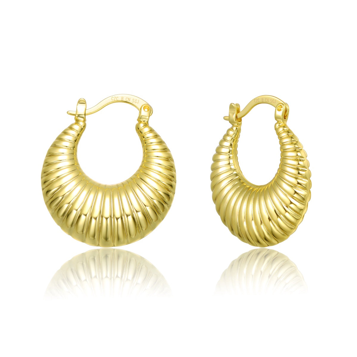  Rachel Glauber White Gold Plated Seashell Hoop Earrings - White - Bonton