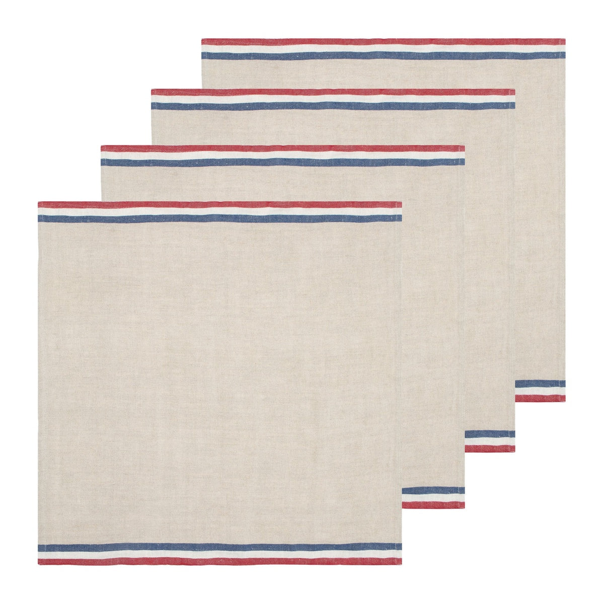  Caravan Normandy Natural - Napkins 20x20 - Set of 4 - Mustard/Natural/Blue Stripes - Bonton