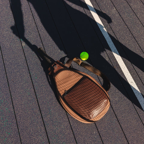 Tennis Backpack - Beige Canvas & Leather