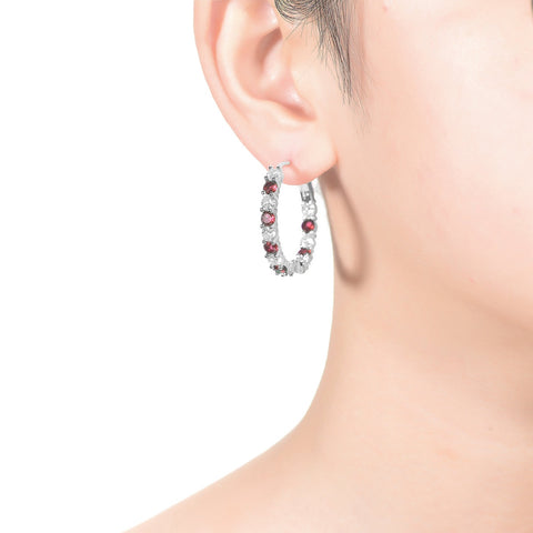 Colored Cubic Zirconia Inside Out Hoop Earrings