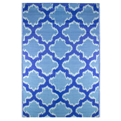 4' X 6' Blue Quatrefoil Rectangular Outdoor Area Rug