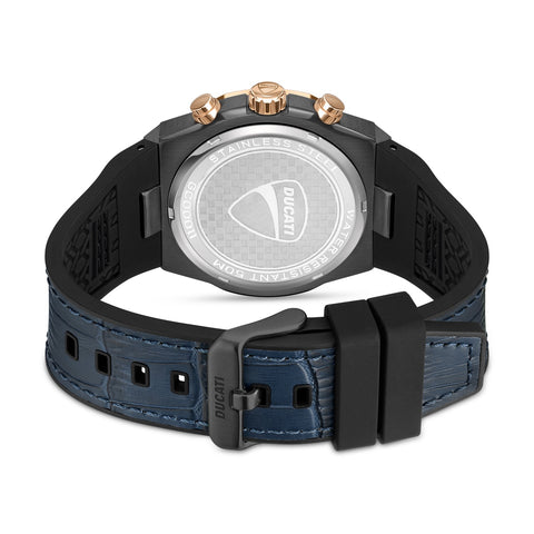 Ducati Chrono Watch Blu Leather&Silicon Strap