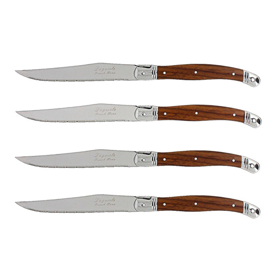 Set of 4 Laguiole Steak Knives, Wood Grain