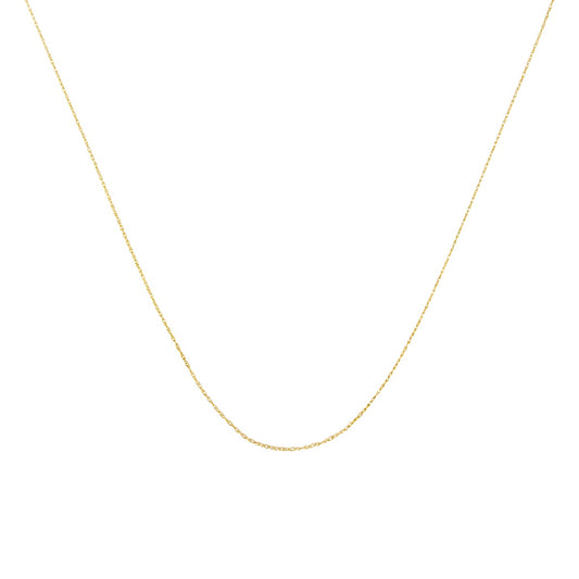 Solid 10K Yellow Gold 0.5Mm Slim And Dainty Rope Chain Necklace. Unisex Chain - Size 16" Inches