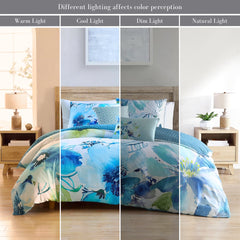 Watercolor Blue 100% Cotton 5-Piece Reversible Comforter Set