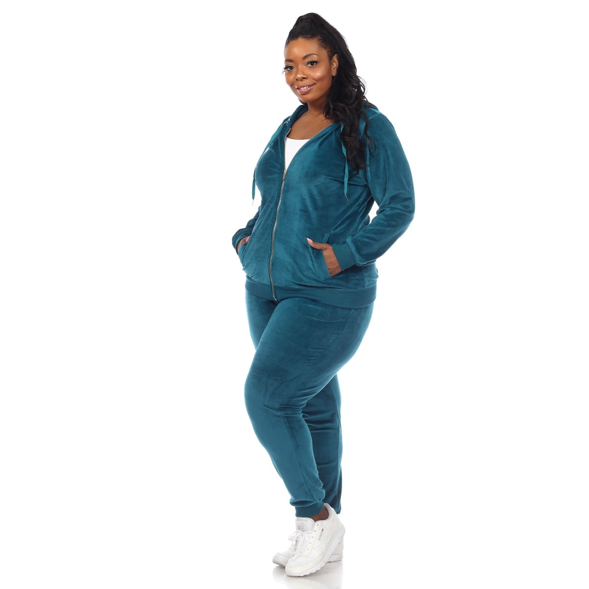  White Mark Plus Size 2 Piece Velour Tracksuit Set - 3X - Bonton