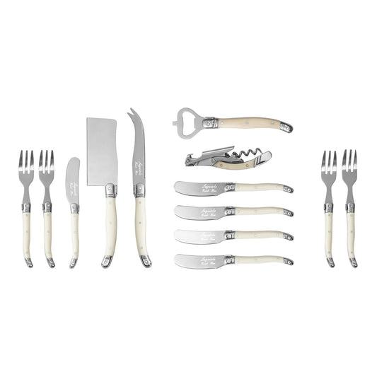 Laguiole Ultimate 13-Piece Charcuterie and Barware Set With Faux Ivory Handles