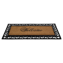 Black and Natural Coir Rectangular "Welcome" Doormat 22" X 48"