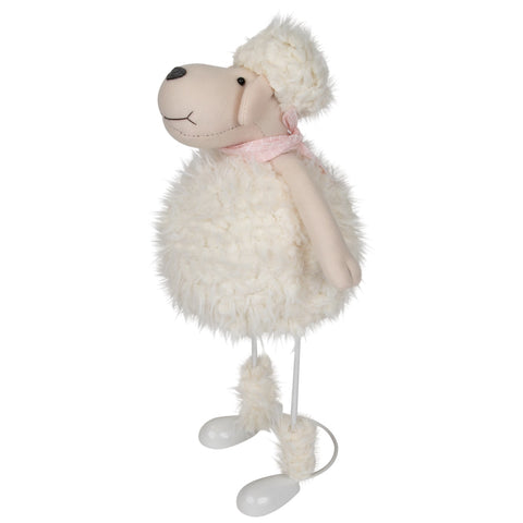 Spring Loaded Lamb With Bandanna Easter Figure - 16" - White and Pink