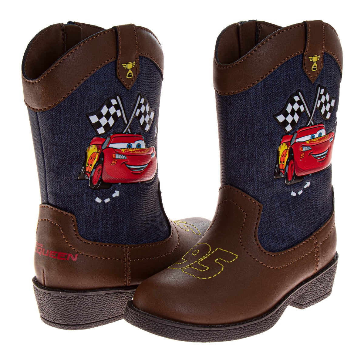  Josmo Josmo Cars Boys Cowboy Boots - Lightning McQueen Calf High Western Country Cow Boy Boot (Toddler) - 6 - Bonton