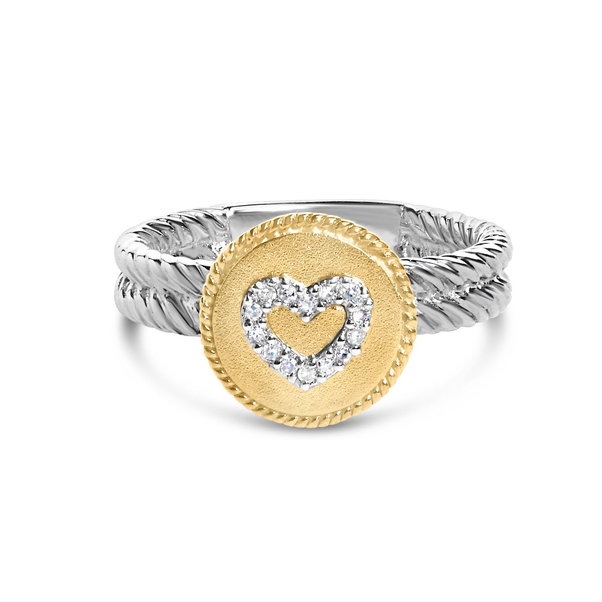  Haus of Brilliance 18K Yellow Gold Plated .925 Sterling Silver Diamond Heart Ring With Satin Finish (I-J Color, SI1-SI2 Clarity) - Ring Size 7 - 7 - Bonton