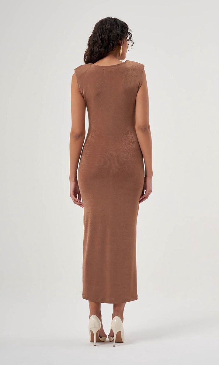  Mizalle MZL Sleeveless Gathered Dress - Beige - Beige - Bonton