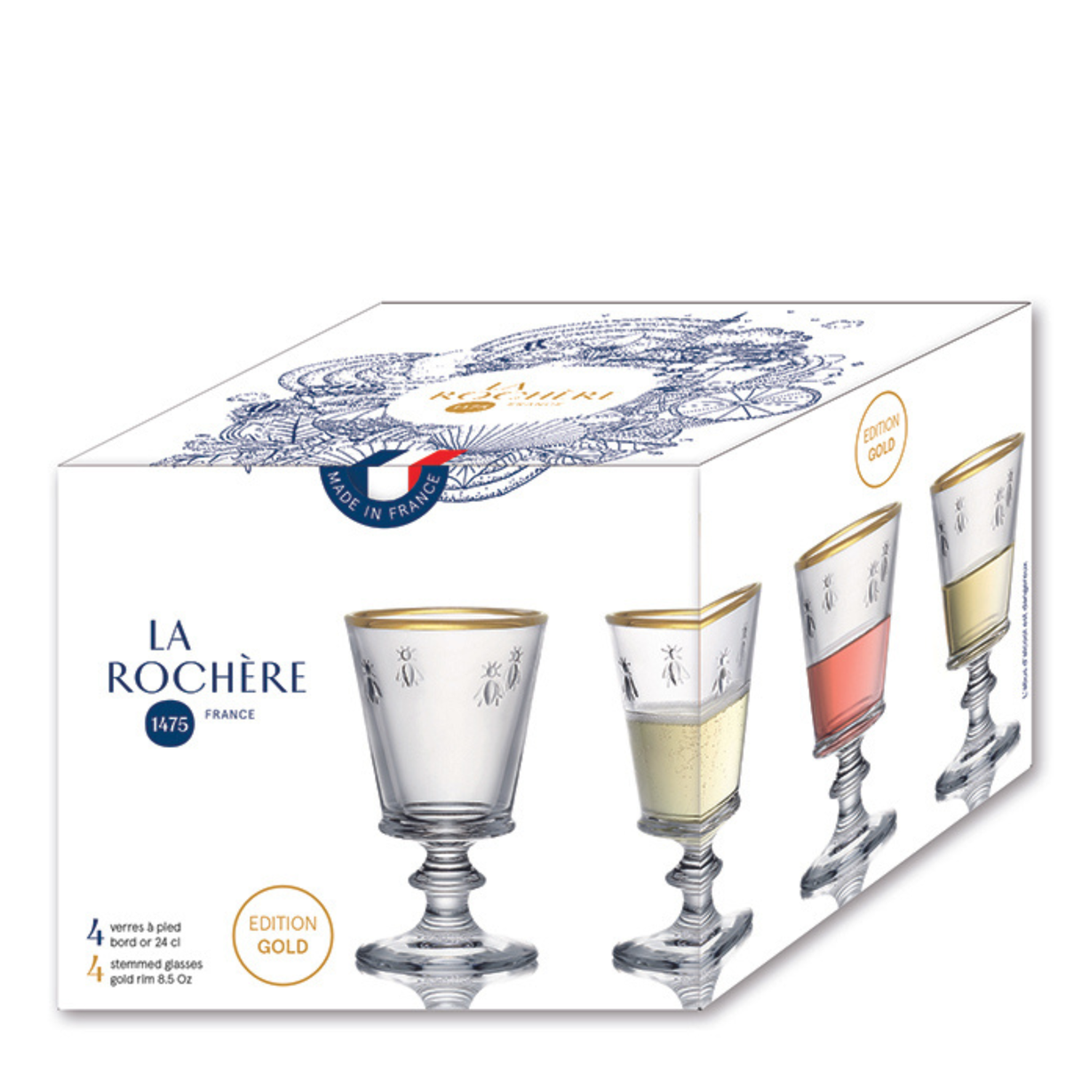  La Rochere Limited Edition Gold Bee Wine Glasses Set-4 - Default Title - Bonton