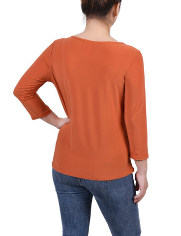 3/4 Sleeve Cutout Top
