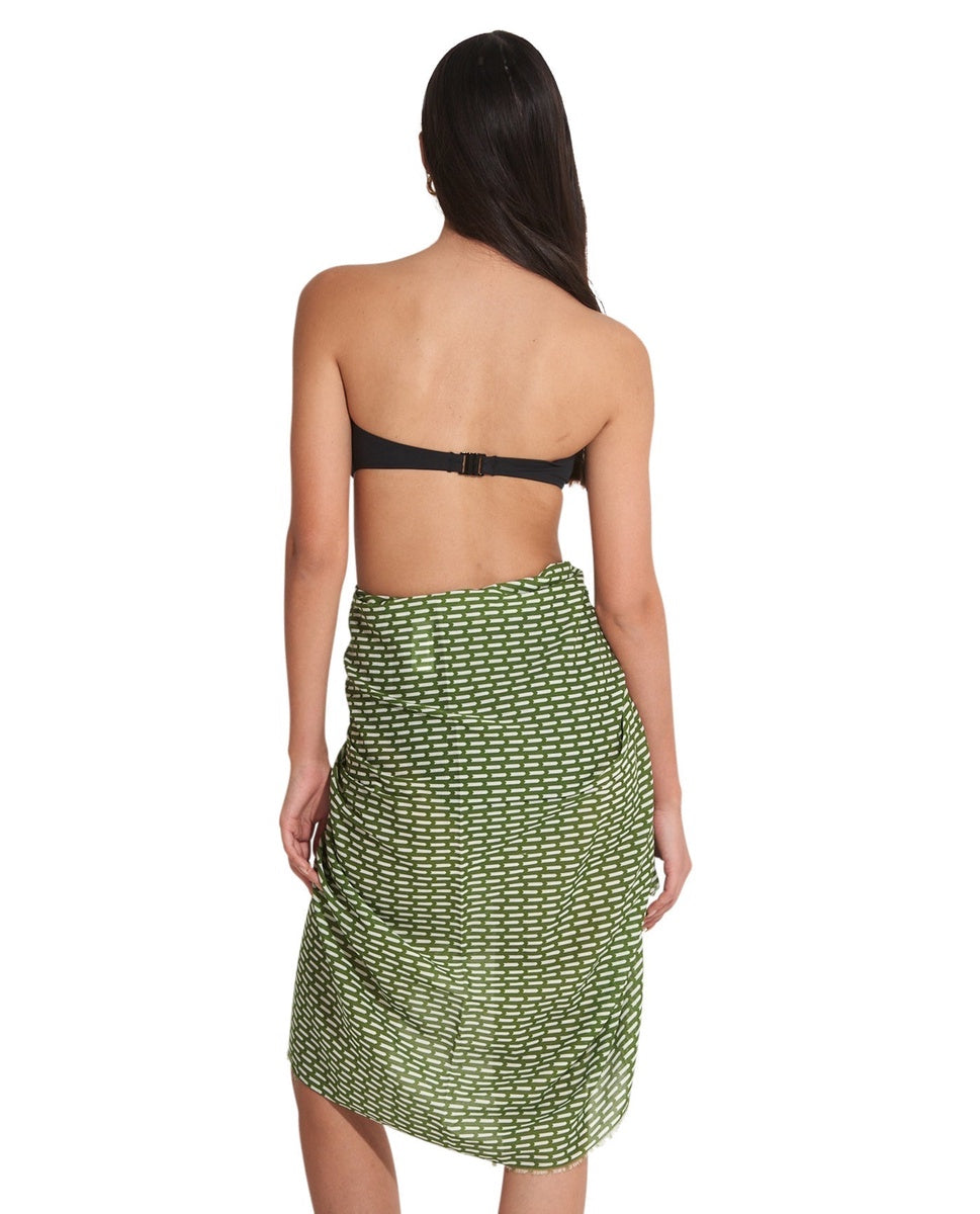  Gottex Beach Life Tetris Cover Up Sarong Wrap Skirt - GOTTEX BEACH LIFE TETRIS GREEN - Bonton