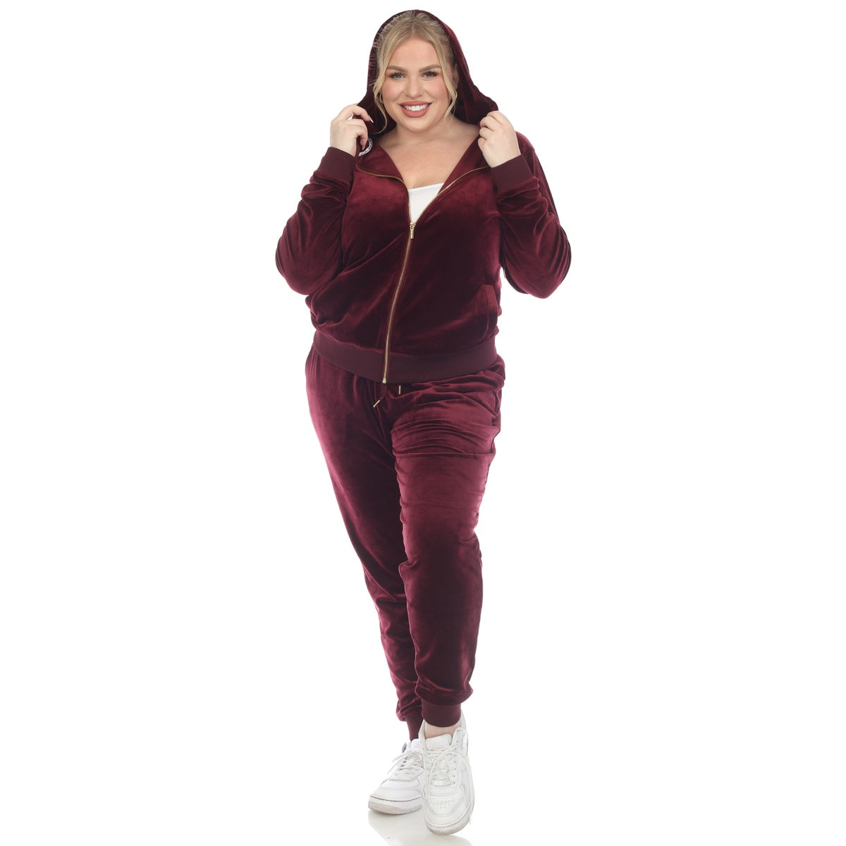  White Mark Plus Size 2 Piece Velour Tracksuit Set - 3X - Bonton