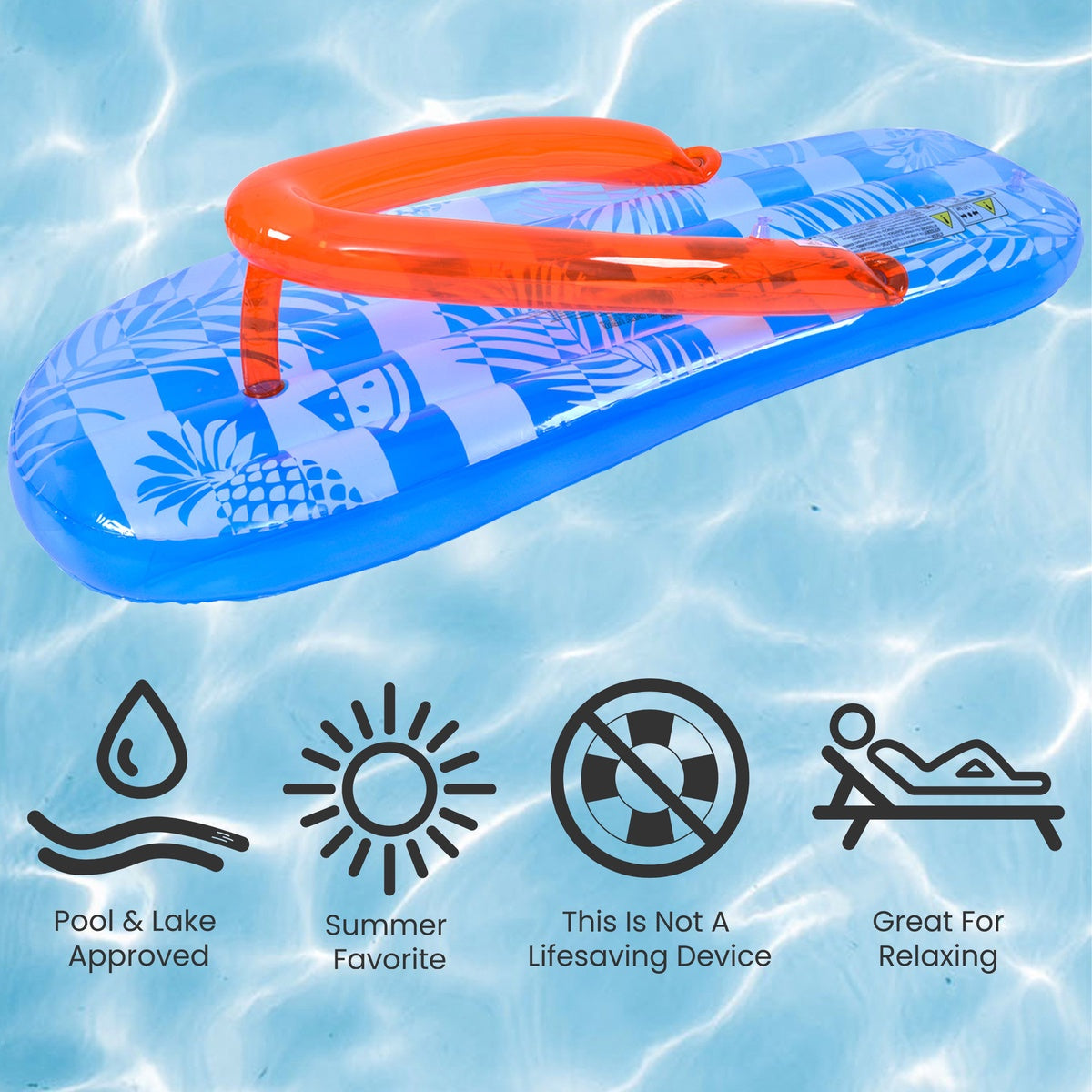  Pool Central 5.75' Inflatable Blue and Orange Jumbo Flip Flop Pool Float - Default Title - Bonton