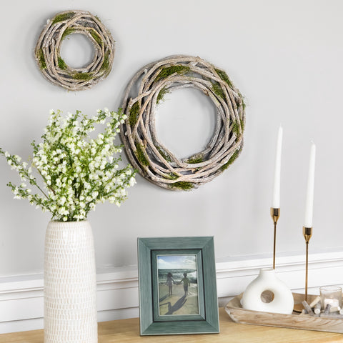 Twig and Moss Artificial Weathered Spring Wreath - 14.5"