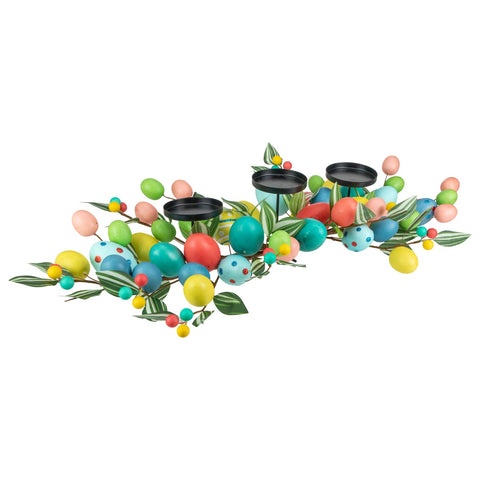32" Colorful Easter Egg Pillar Candle Holder Centerpiece