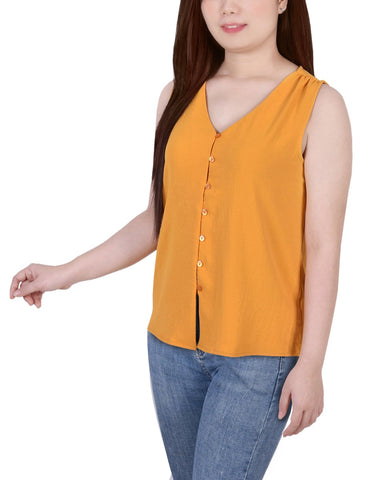 Sleeveless Button Front Blouse