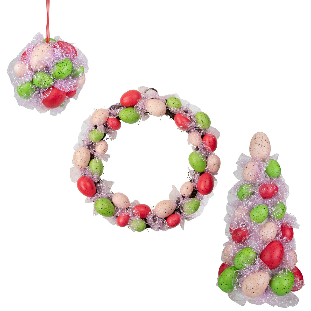  Northlight 3-Piece Speckled Easter Egg Tree  Ball and Wreath Set - Default Title - Bonton