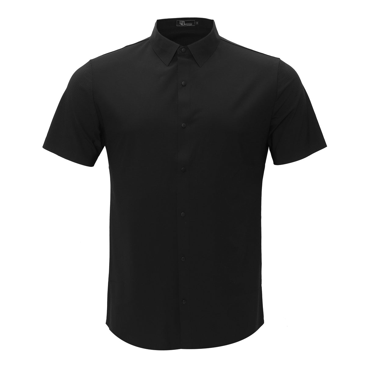  Barocco Soft Whispers Short Sleeve Button-Up Shirt BLACK - BLACK - Bonton