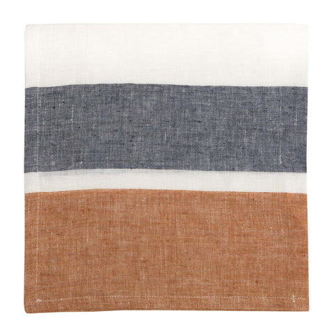 Bold Stripe Linen Rust Napkins, Set of 4